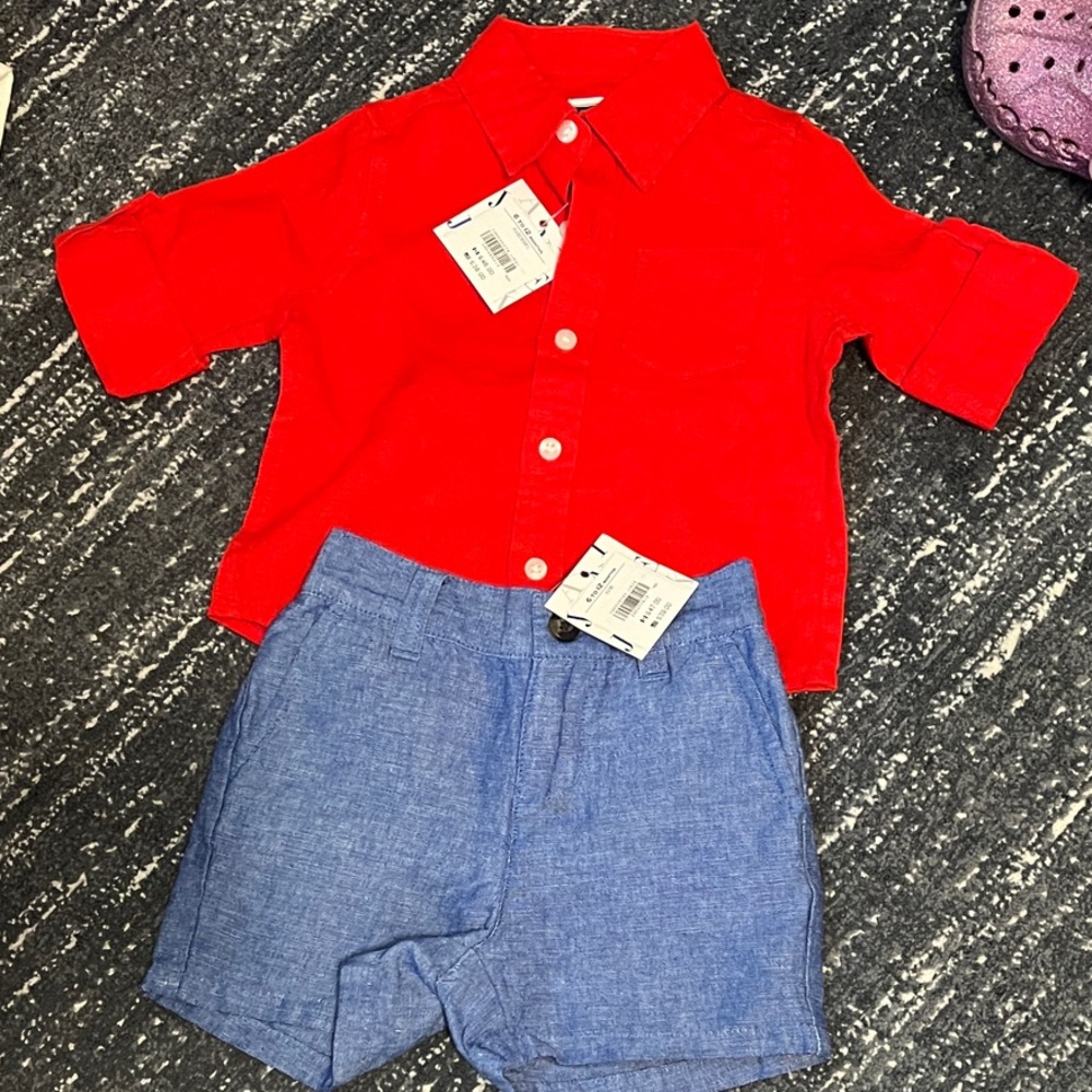 Janie and Jack Vibrant Red Button-Down Shirt